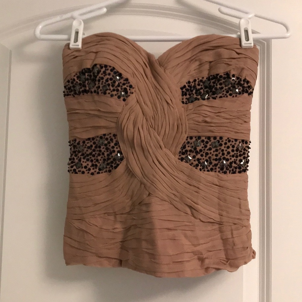 Bebe Pink Embellished Ruched Bustier Tank size xs